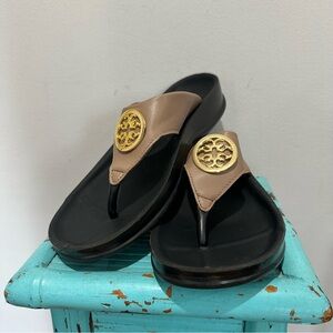 Aerothotic Comfort Flip Flop Tan Gold Hardware Size 8